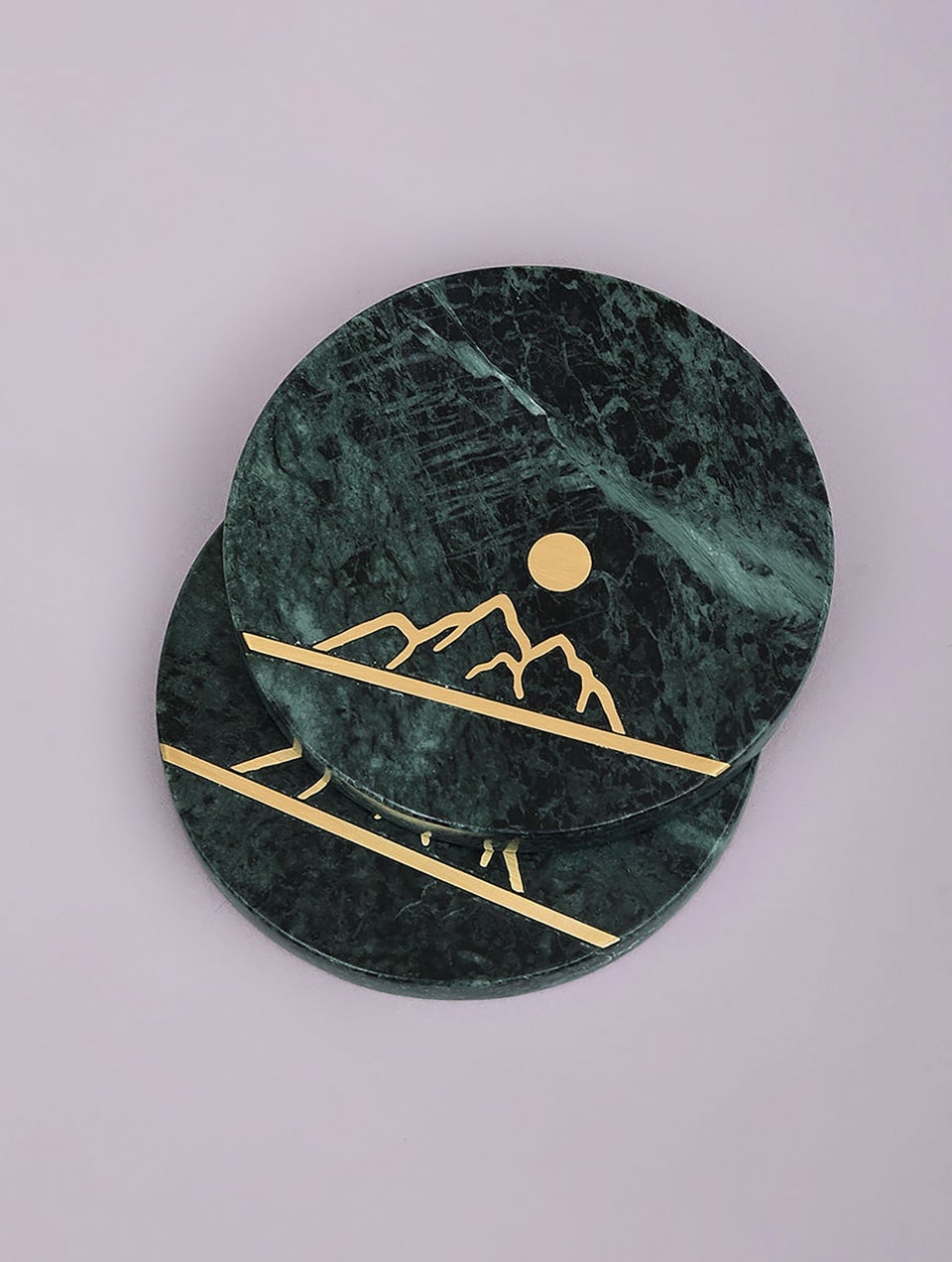 Handcrafted Marble Coasters With Brass Inlay