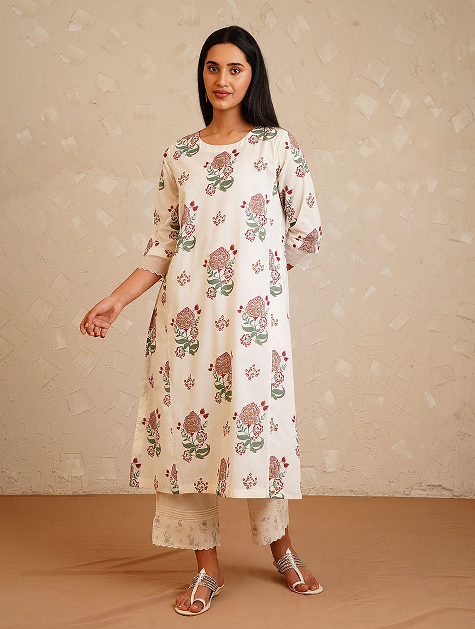 Multicolor Printed Elasticated Waist Cotton Palazzo - XS