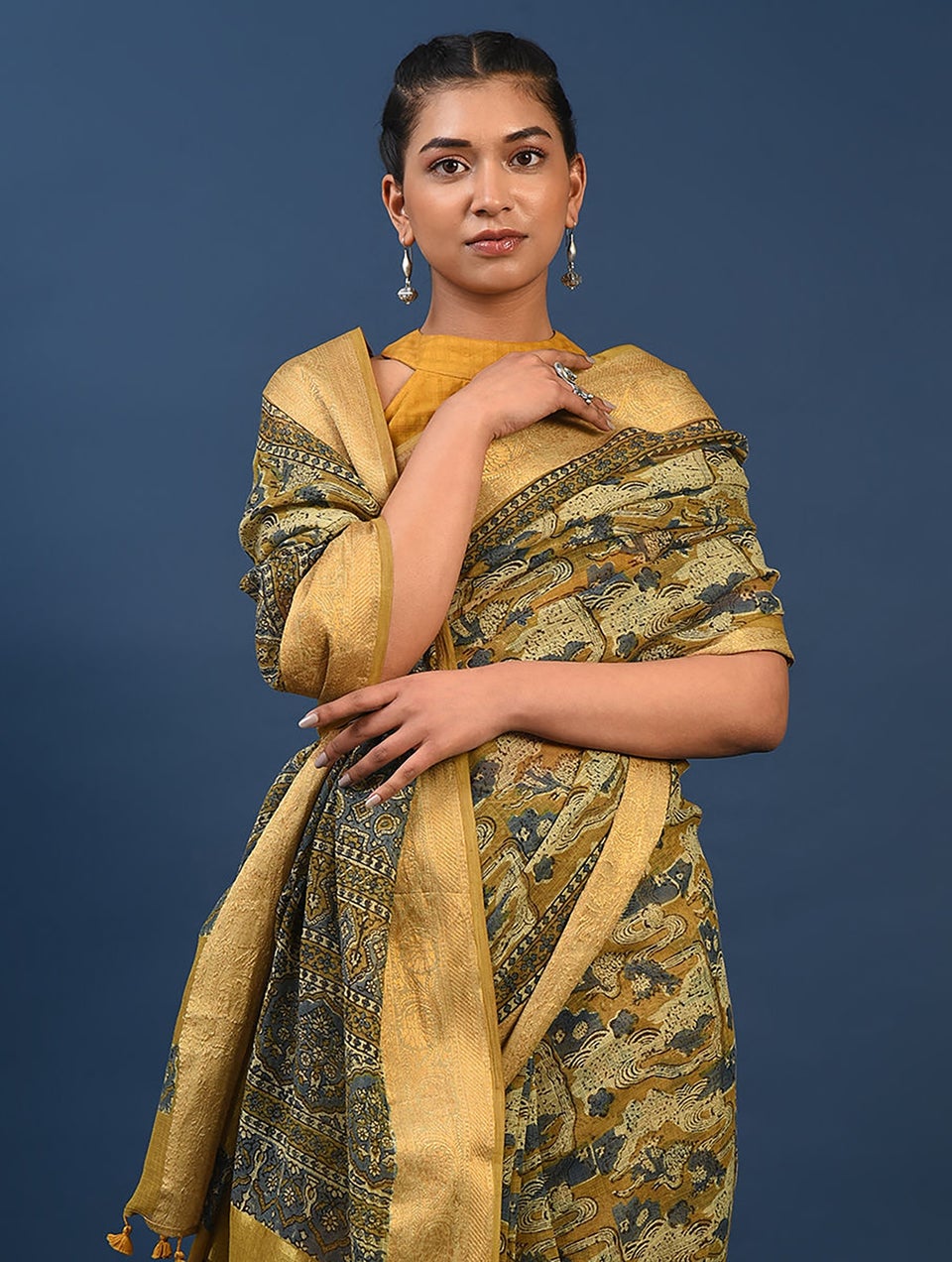 Women Multicolour Ajrakh Kota Saree