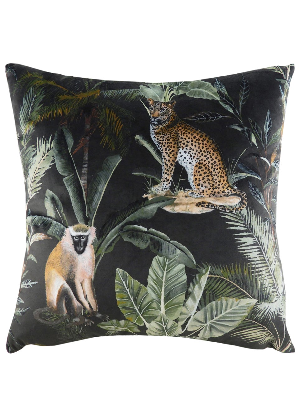 Evans Lichfield Jungle Animals Velvet Cushion (43cm x 43cm x 8cm)