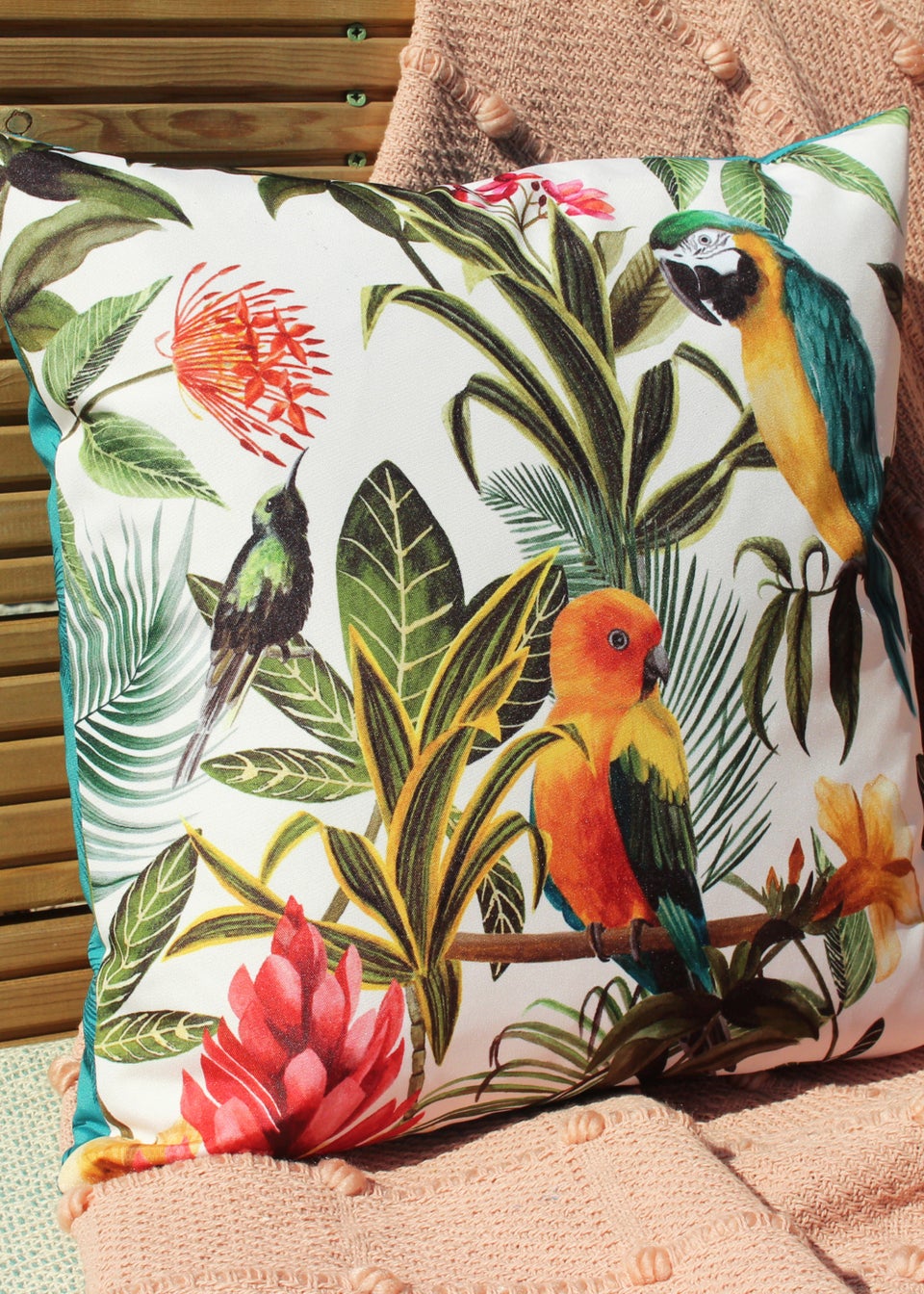 Evans Lichfield Parrots Outdoor Filled Cushion (43cm x 43cm x 8cm)