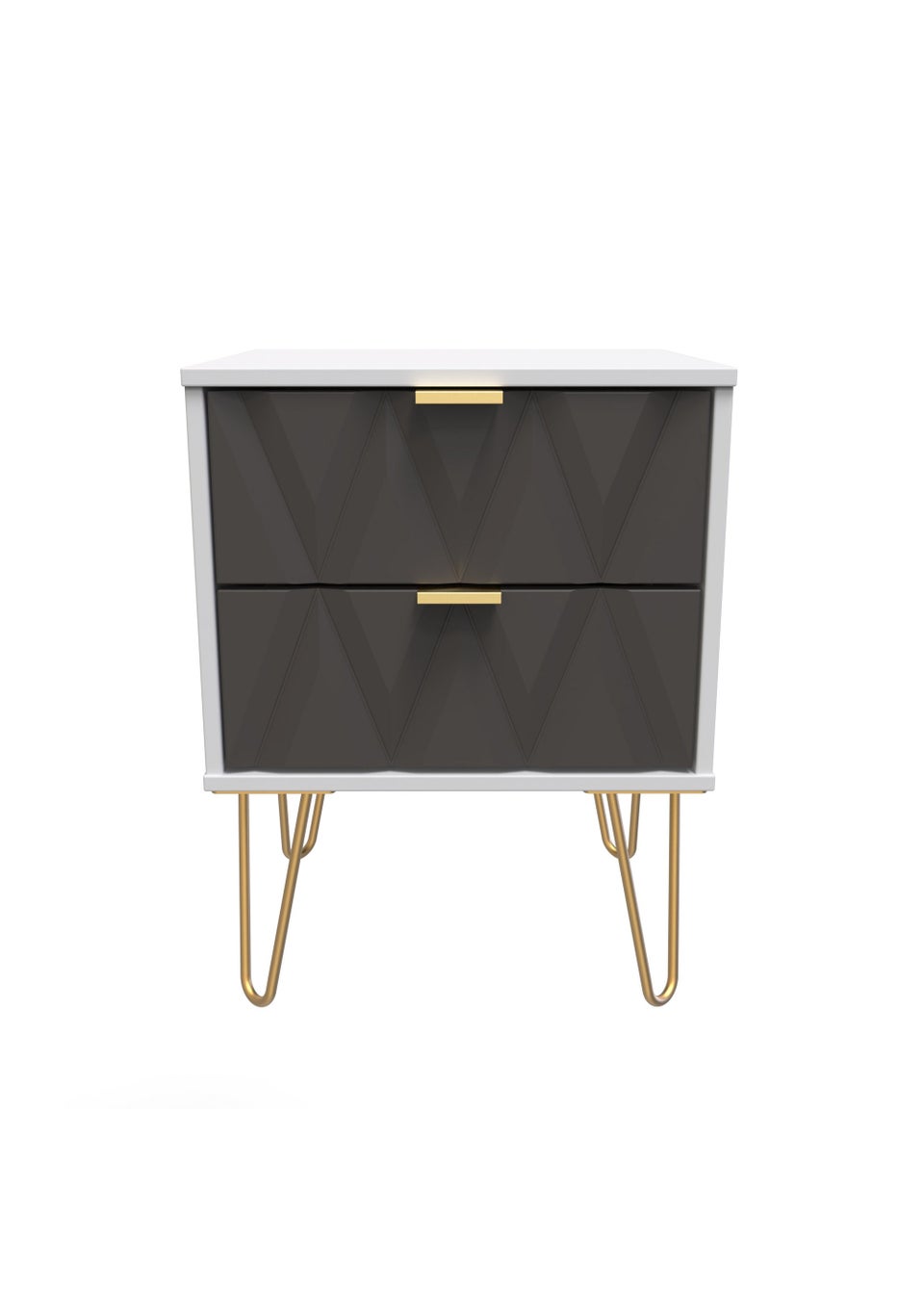Swift Prism 2 Drawer Bedside Table (57cm x 45cm x 39.5cm)