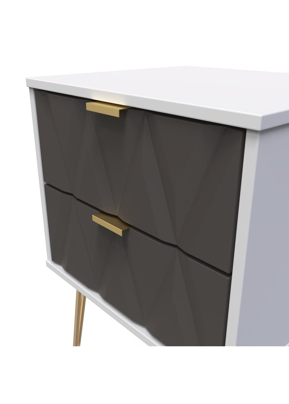 Swift Prism 2 Drawer Bedside Table (57cm x 45cm x 39.5cm)
