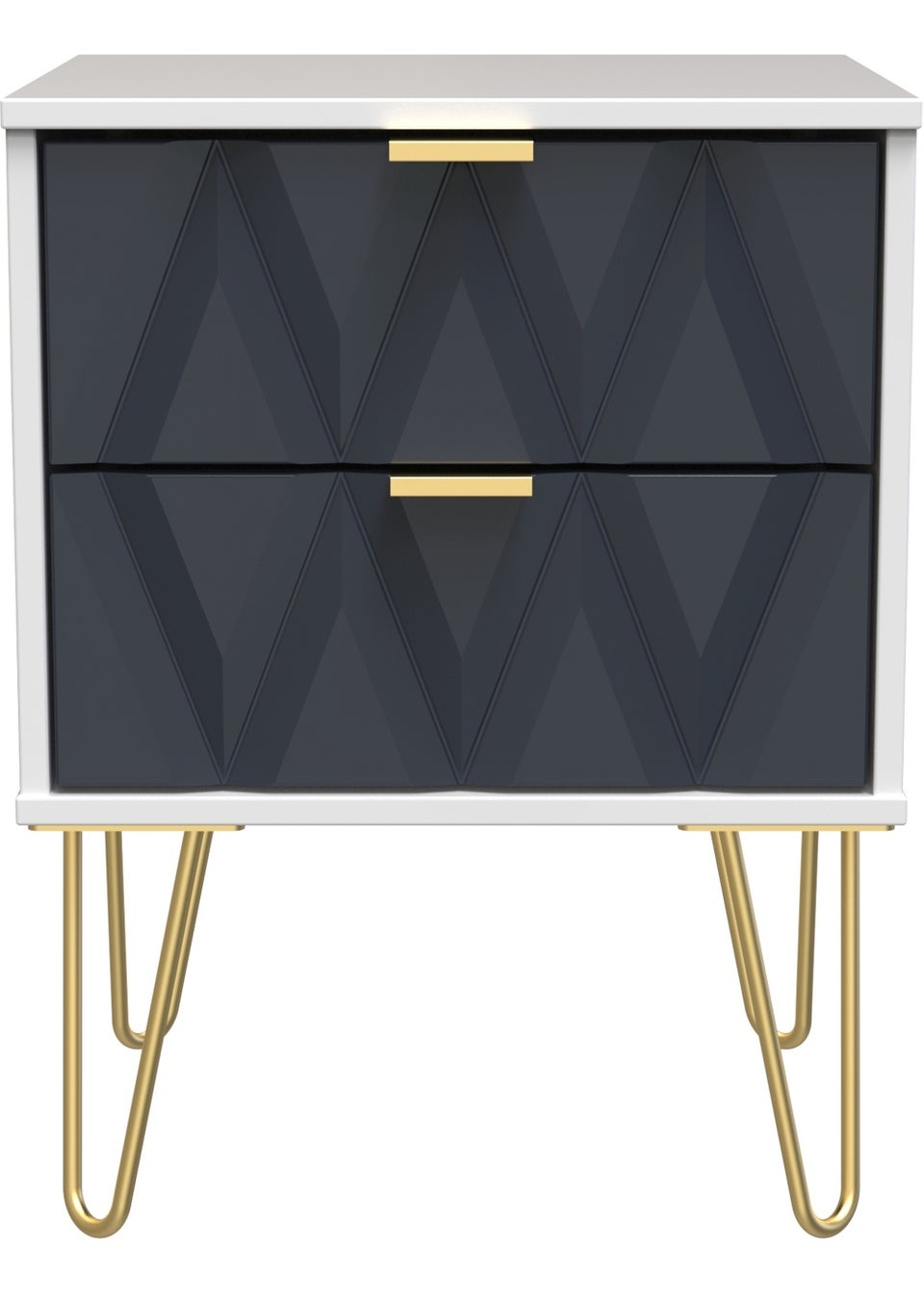 Swift Prism 2 Drawer Bedside Table (57cm x 45cm x 39.5cm)