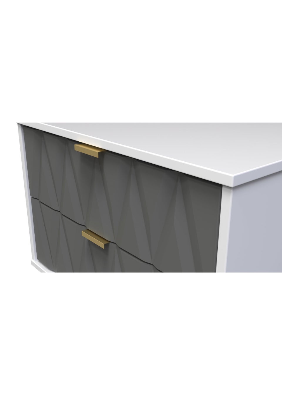 Swift Prism 2 Drawer Midi Bedside Cabinet (52.5cm x 39.5cm x 57cm)