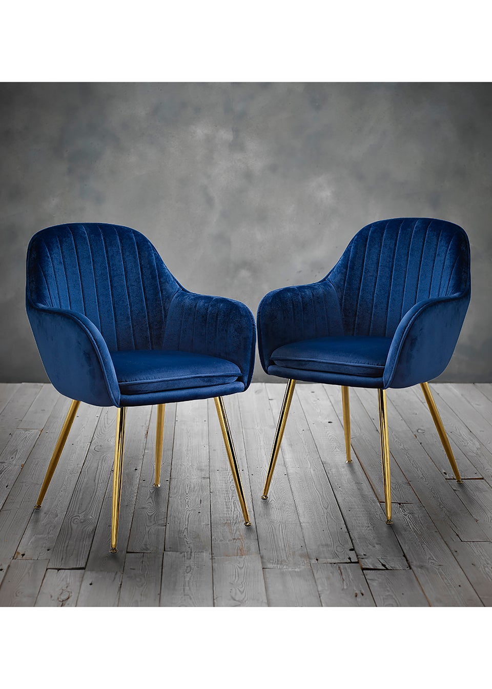 LPD Furniture Set of 2 Lara Dining Chairs Royal Blue