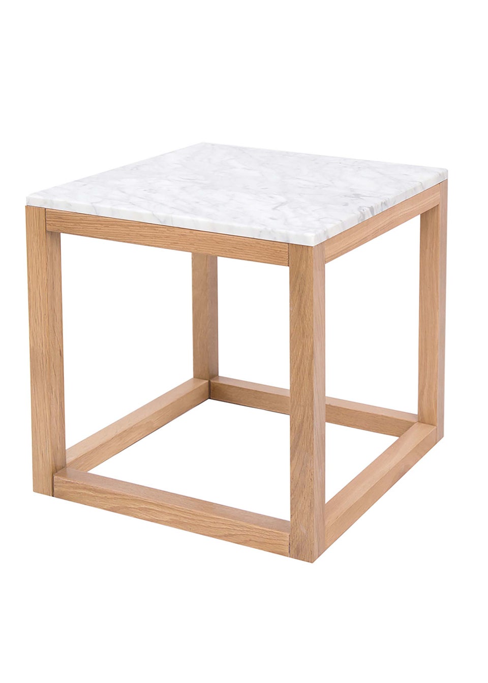 LPD Furniture Harlow End Table Oak-White Marble Top (400x400x400mm)