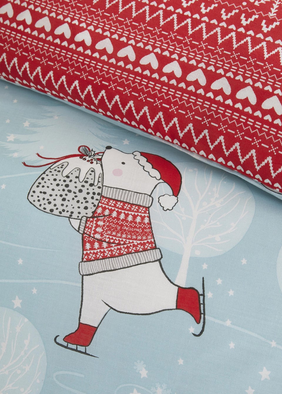 Fusion Christmas Kids Ice Skating Duvet Cover