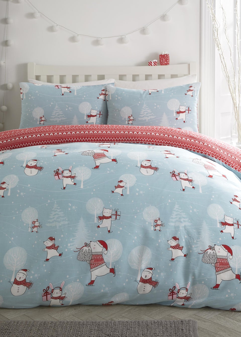 Fusion Christmas Kids Ice Skating Duvet Cover