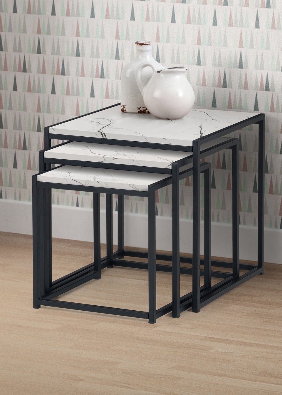 Set of 3 marble effect nest of tables 2025