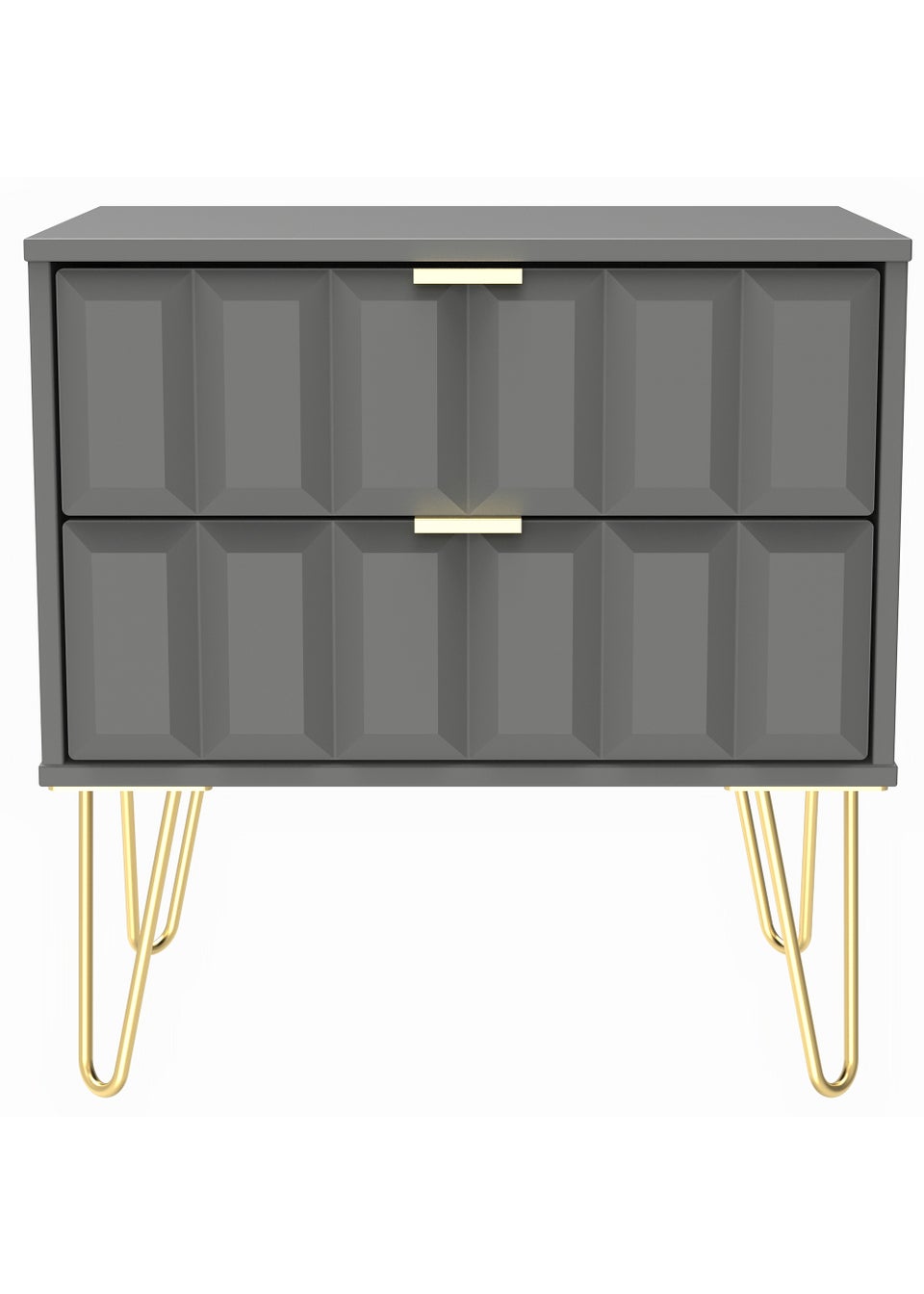 Swift Cube 2 Drawer Midi Bedside Cabinet (52.5cm x 57cm x 39.5cm)