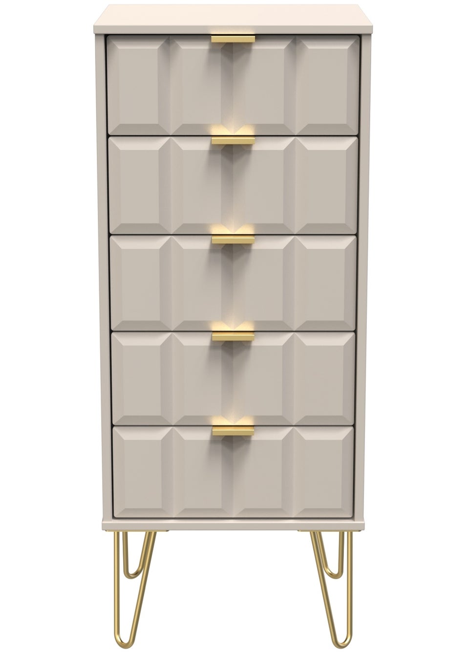 Swift Cube 5 Drawer Tall Bedside Cabinet (107.5cm x 39.5cm x 41.5cm)