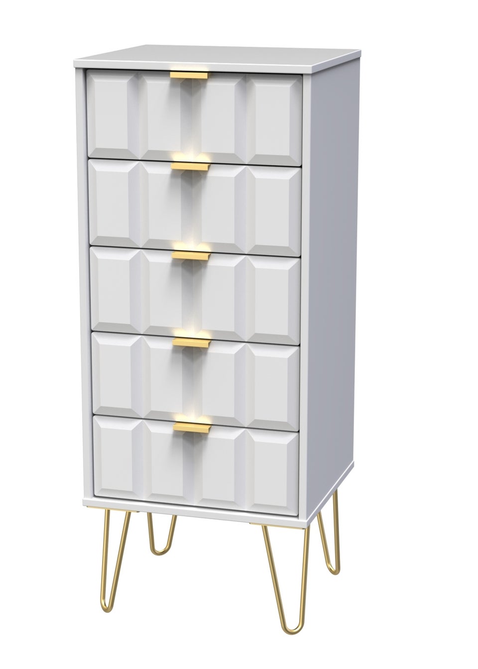 Swift Cube 5 Drawer Tall Bedside Cabinet (107.5cm x 39.5cm x 41.5cm)