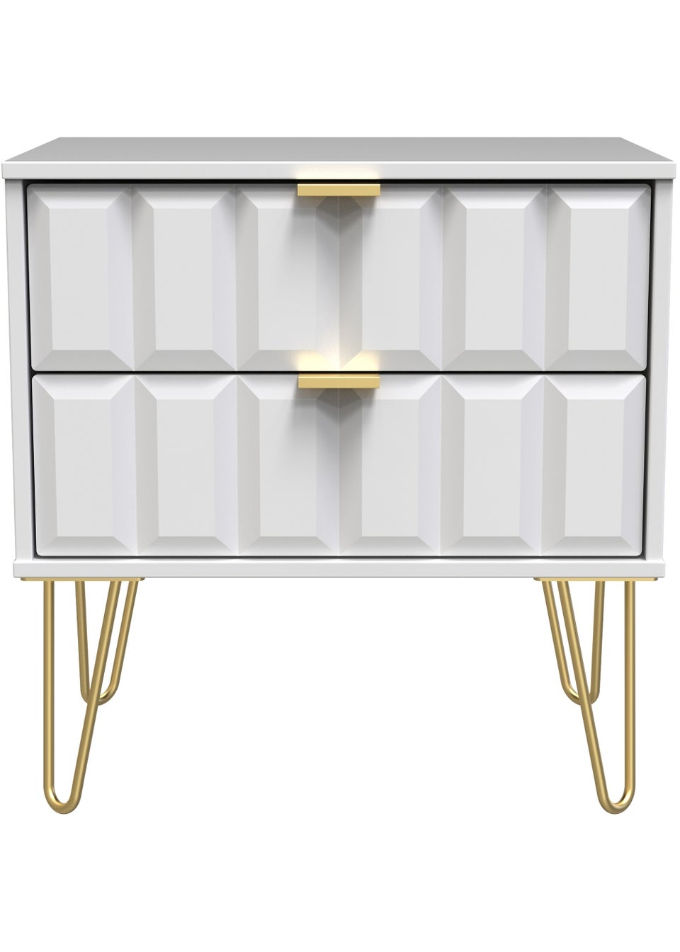 Swift Cube 2 Drawer Midi Bedside Cabinet (52.5cm x 39.5cm x 57cm)
