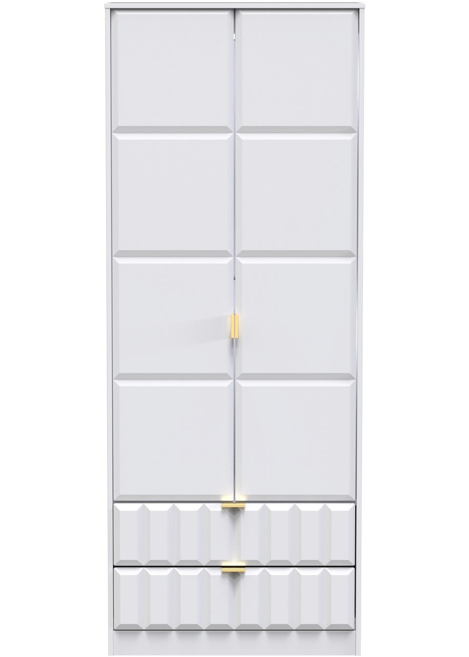 Swift Cube 2 Door 2 Drawer Tall Wardrobe (197cm x 74cm x 53cm)