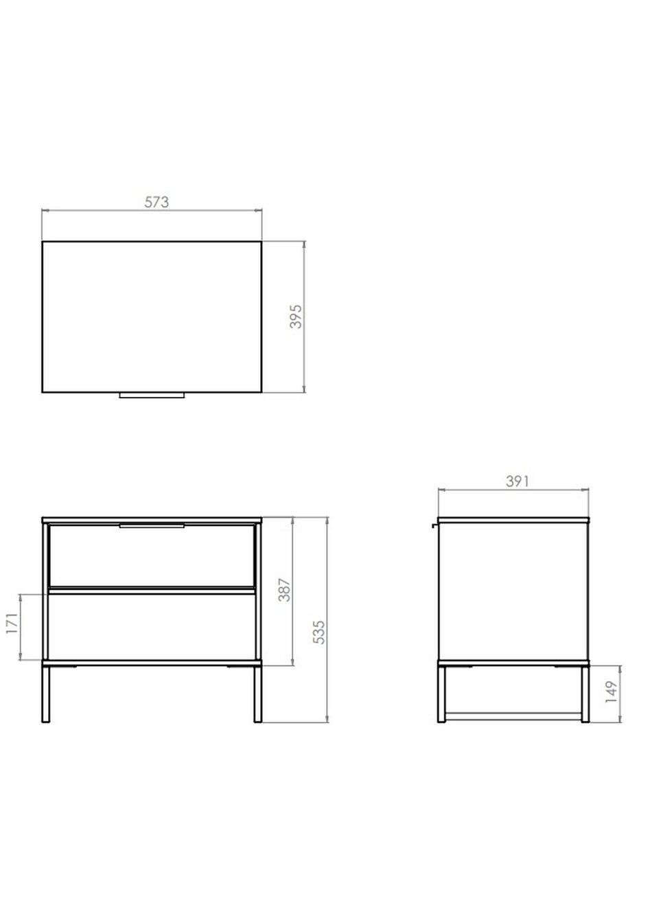 Swift Cordoba Grey Double 1 Drawer Bedside Cabinet (54cm x 39.5cm x 57.5cm)