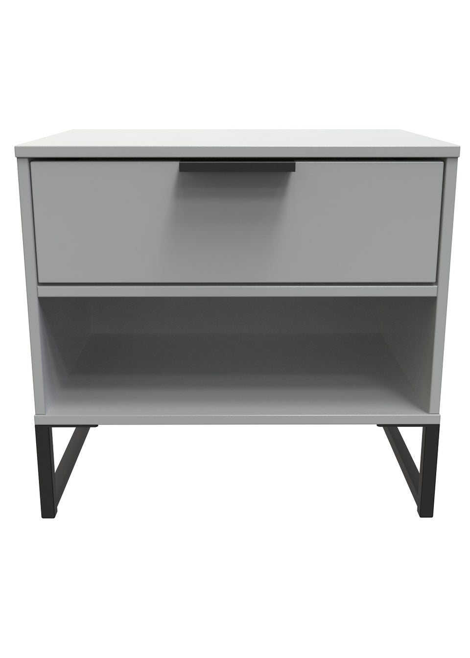 Swift Cordoba Grey Double 1 Drawer Bedside Cabinet (54cm x 57.5cm x 39.5cm)