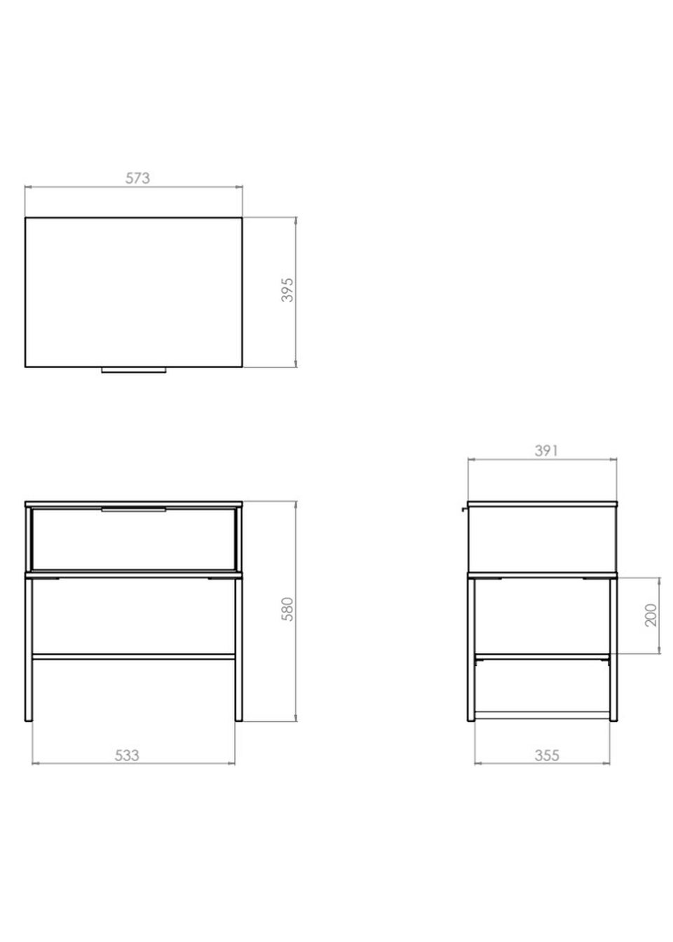 Swift Cordoba Single 1 Drawer Bedside Cabinet (58cm x 39.5cm x 57.5cm)