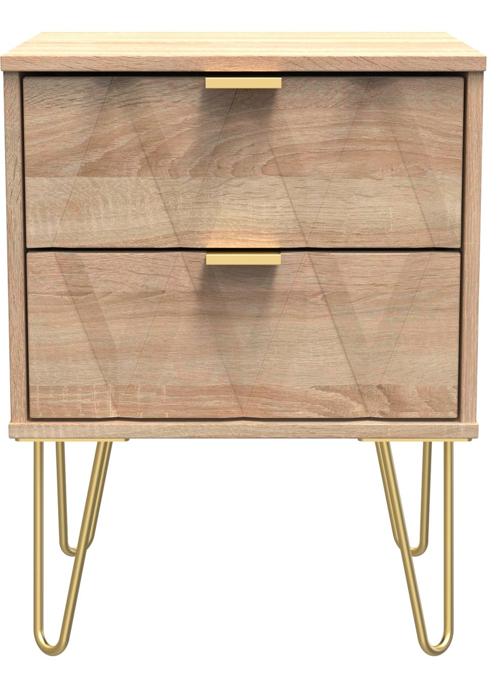 Swift Prism 2 Drawer Bedside Table (57cm x 45cm x 39.5cm)