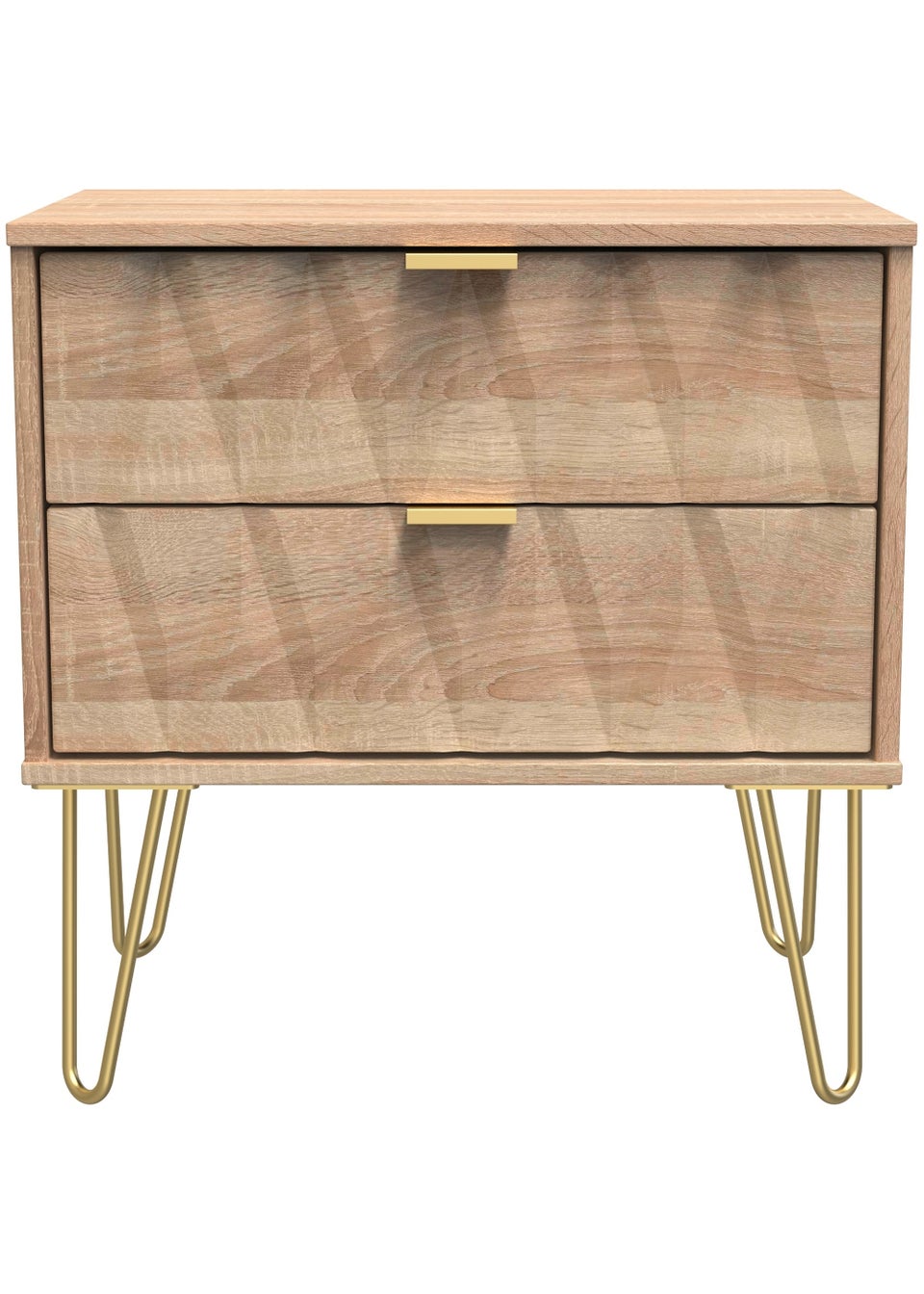Swift Prism 2 Drawer Midi Bedside Cabinet (52.5cm x 57cm x 39.5cm)