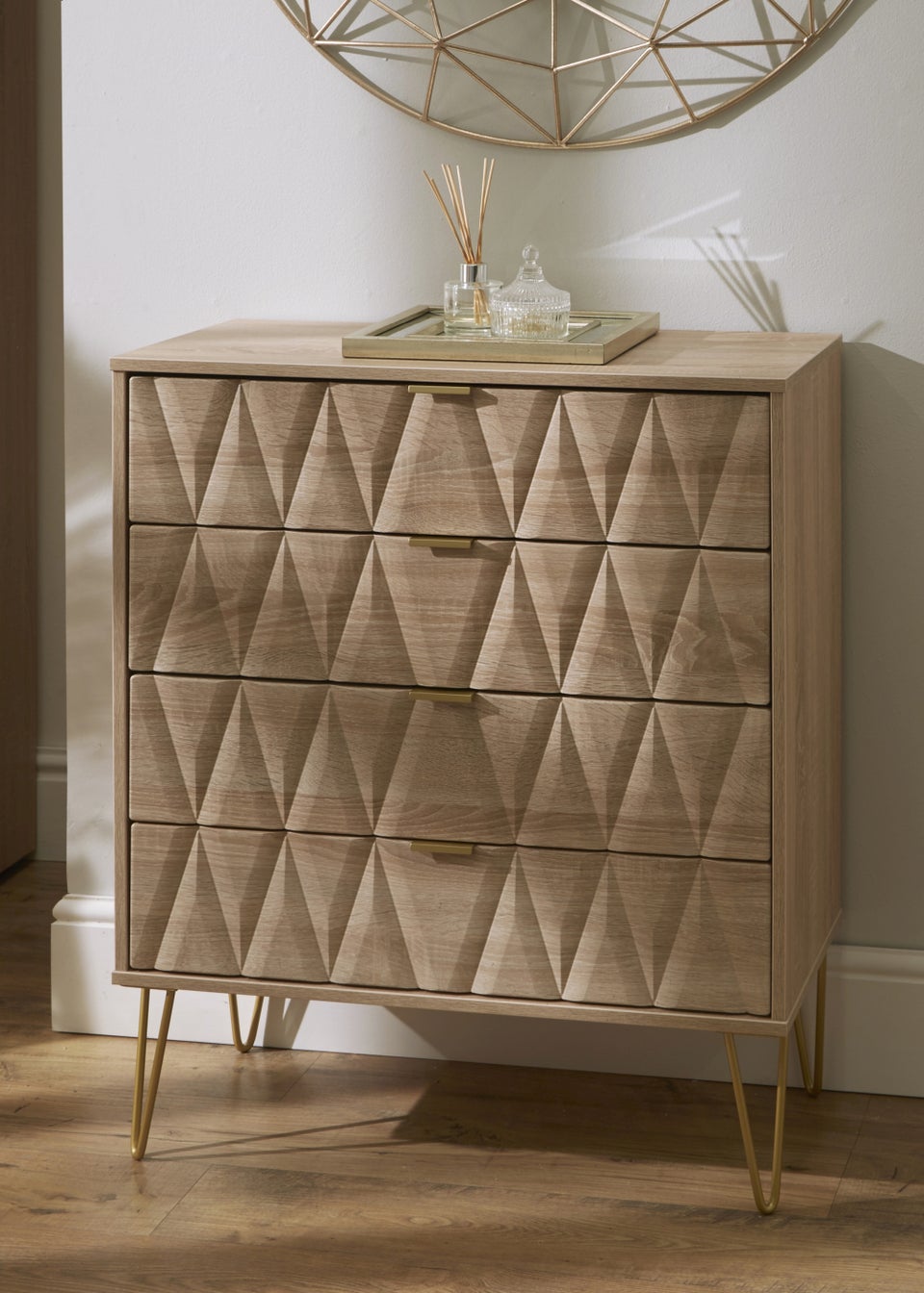 Swift Prism 4 Drawer Chest (88.5cm x 41.5cm x 76.5cm)
