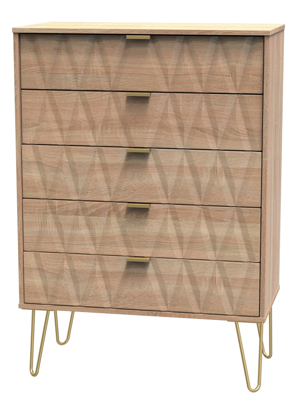 Swift Prism 5 Drawer Chest (107.5cm x 41.5cm x 76.5cm)