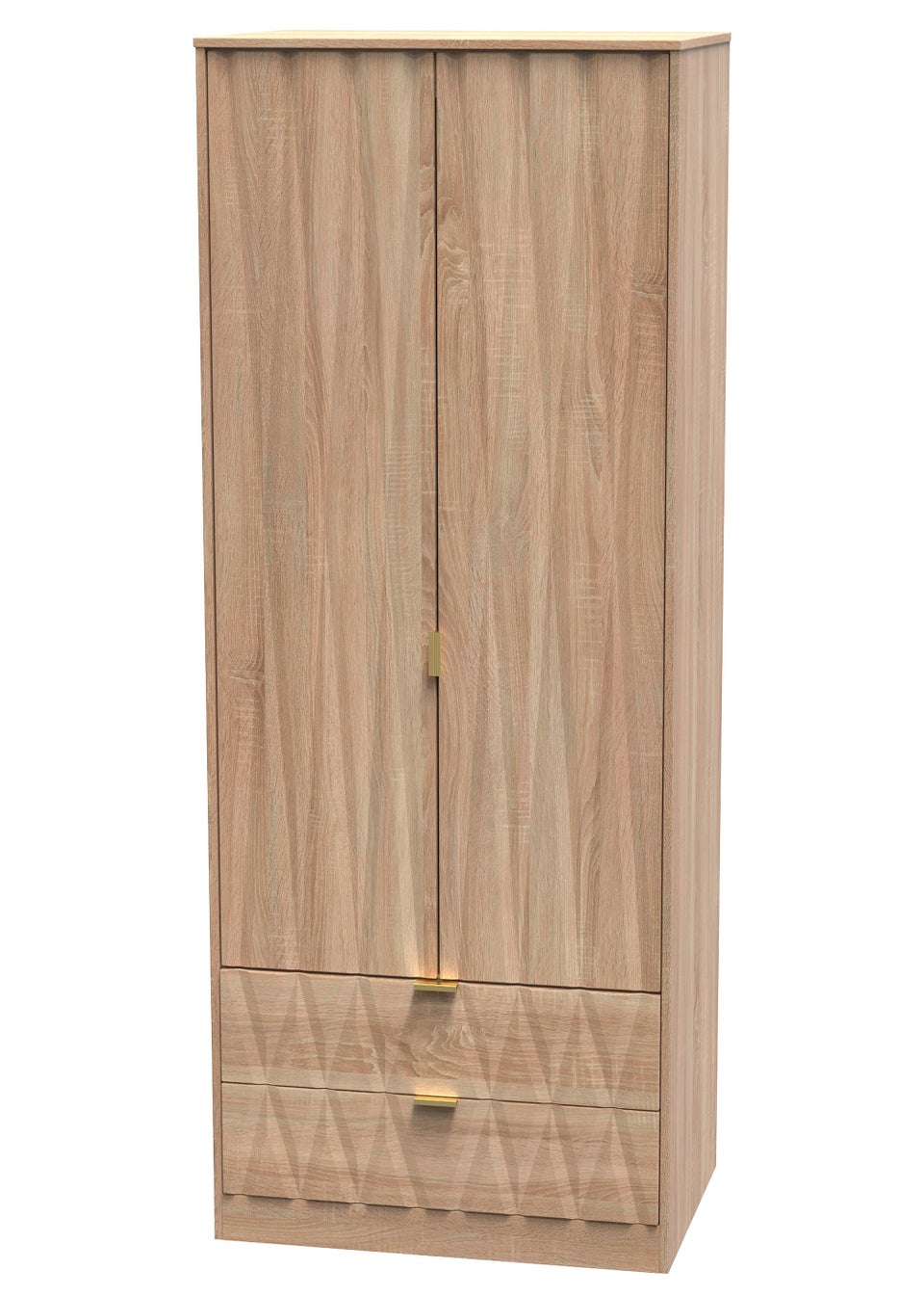 Swift Prism 2 Door 2 Drawer Wardrobe (197cm x 53cm x 74cm)