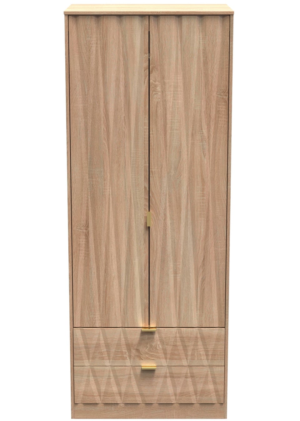 Swift Prism 2 Door 2 Drawer Wardrobe (197cm x 77cm x 53cm)