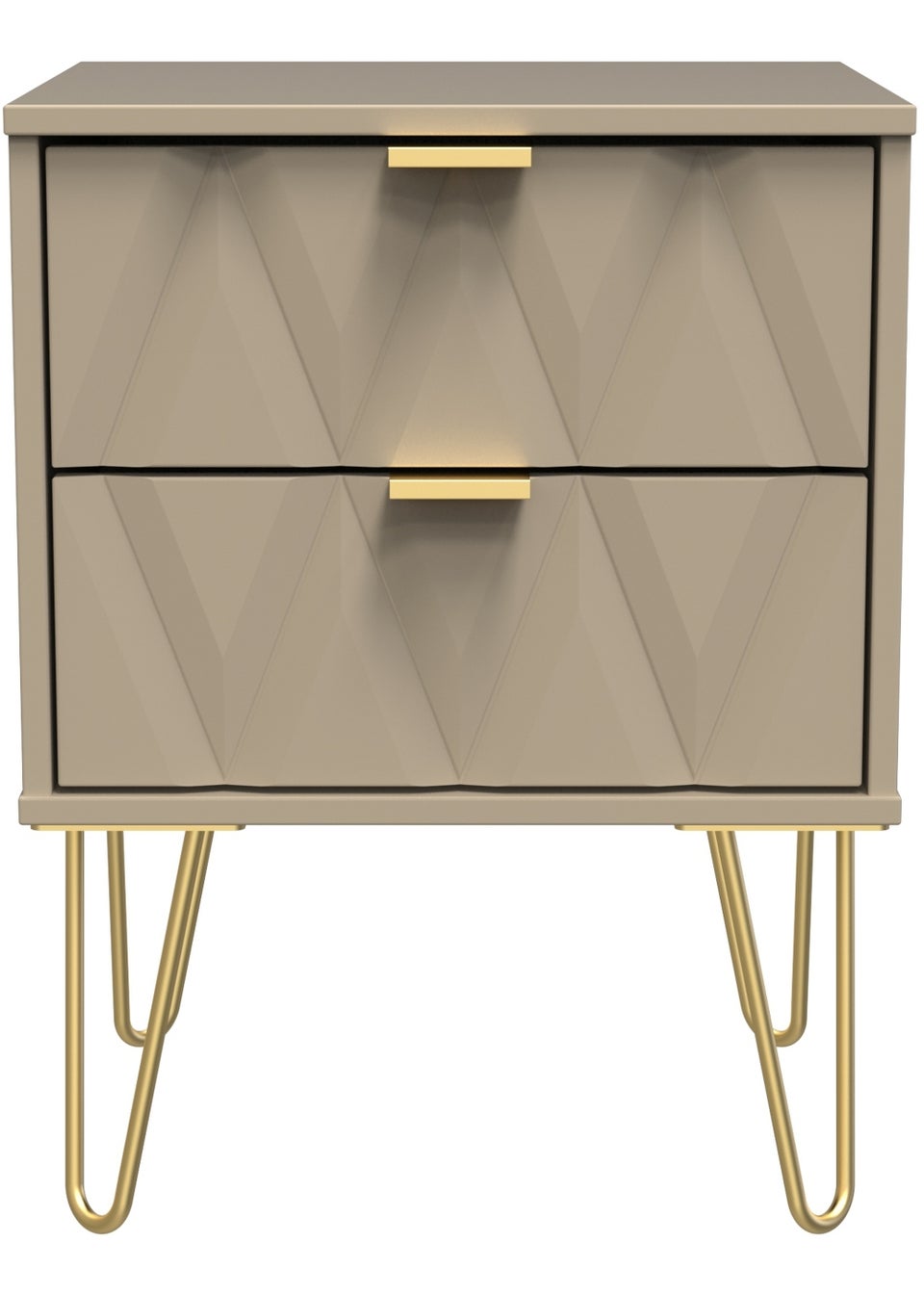 Swift Prism 2 Drawer Bedside Cabinet (50.5cm x 39.5cm x 41.5cm)