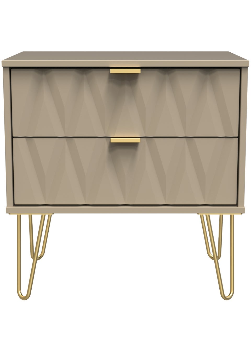 Swift Prism 2 Drawer Midi Bedside Cabinet (52.5cm x 57cm x 39.5cm)