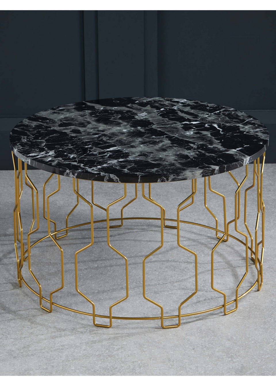 LPD Furniture Grace Coffee Table Black Marble (370x630x630mm)