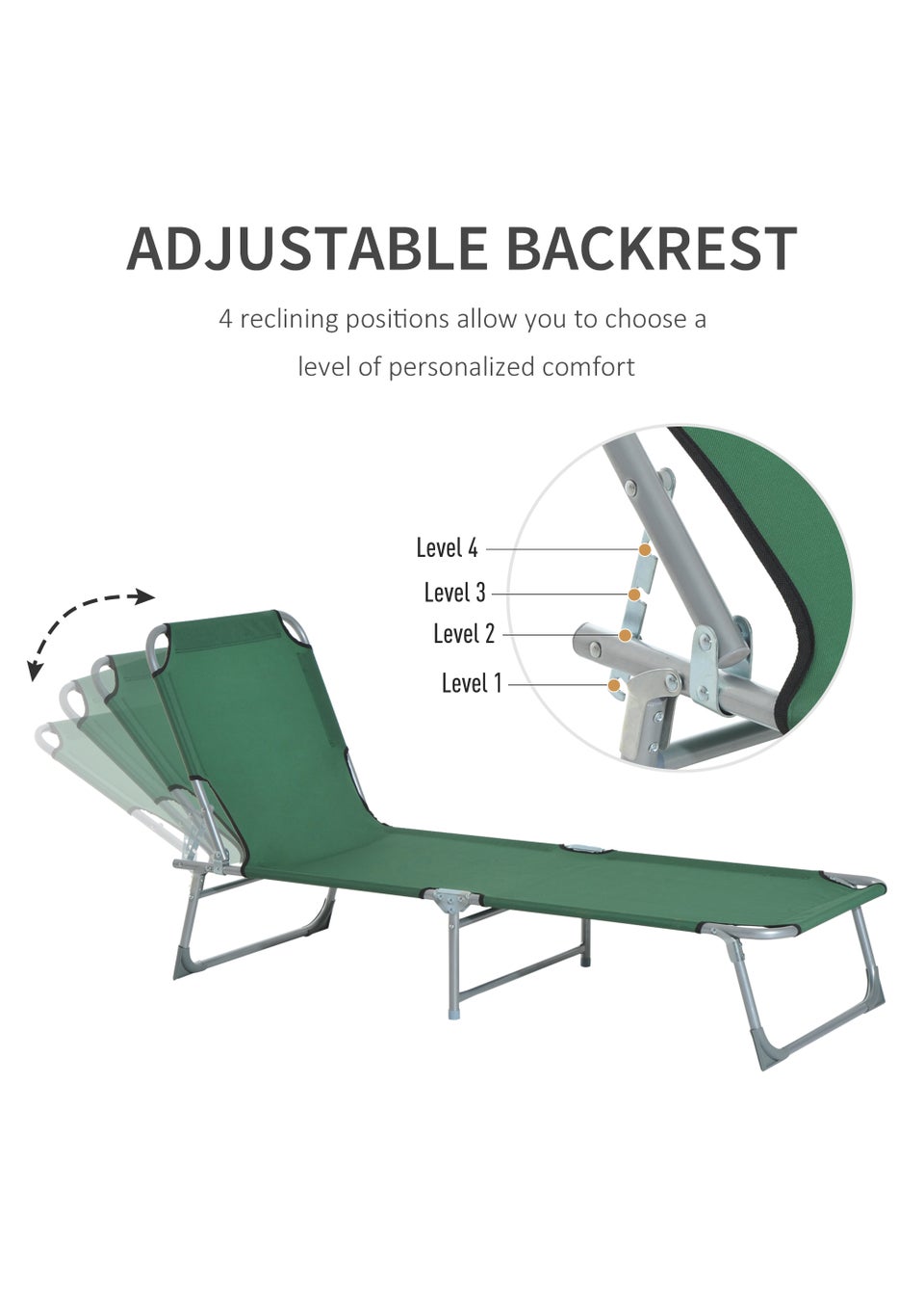 Outsunny Foldable Camping Lounger (187cm x 58cm x 30cm)