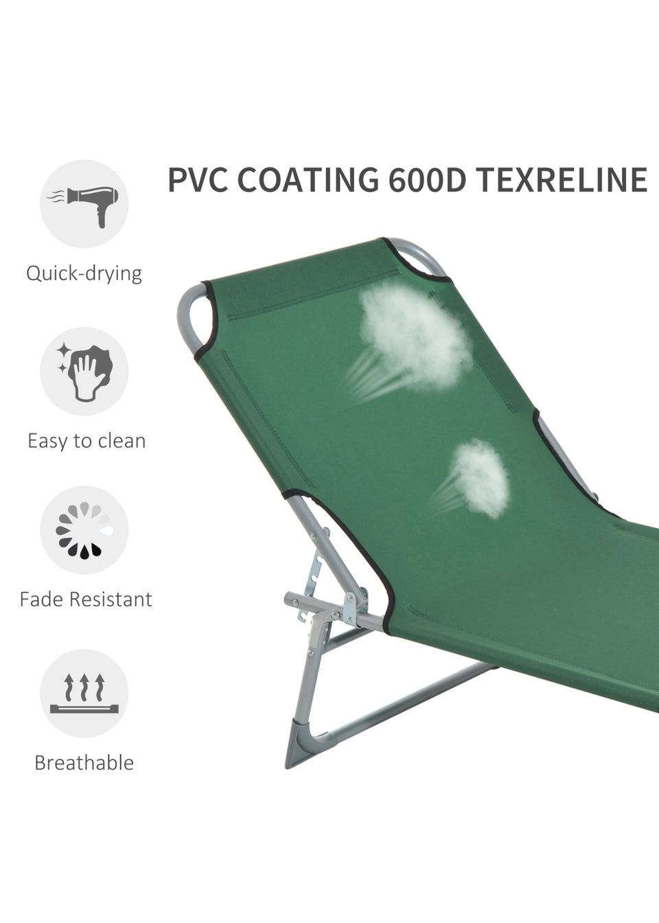 Outsunny Foldable Camping Lounger (187cm x 58cm x 30cm)