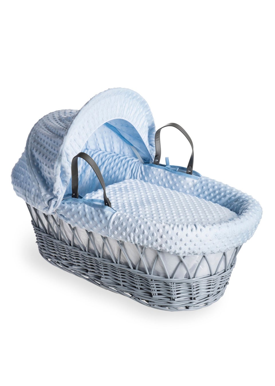 Clair de Lune Blue Dimple Wicker Moses Basket