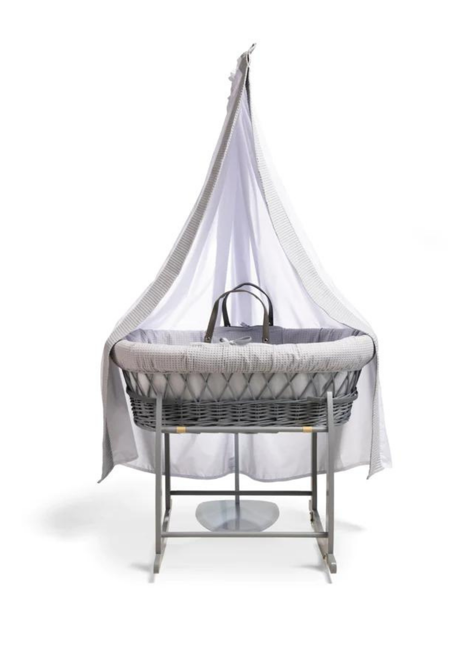 Clair de Lune 6 Piece Waffle Moses Basket & Drape Starter Set