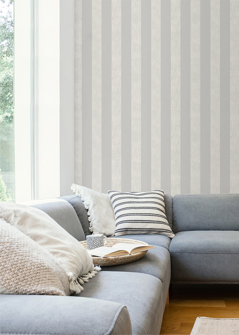 Muriva Darcy James Linen Stripe Wallpaper