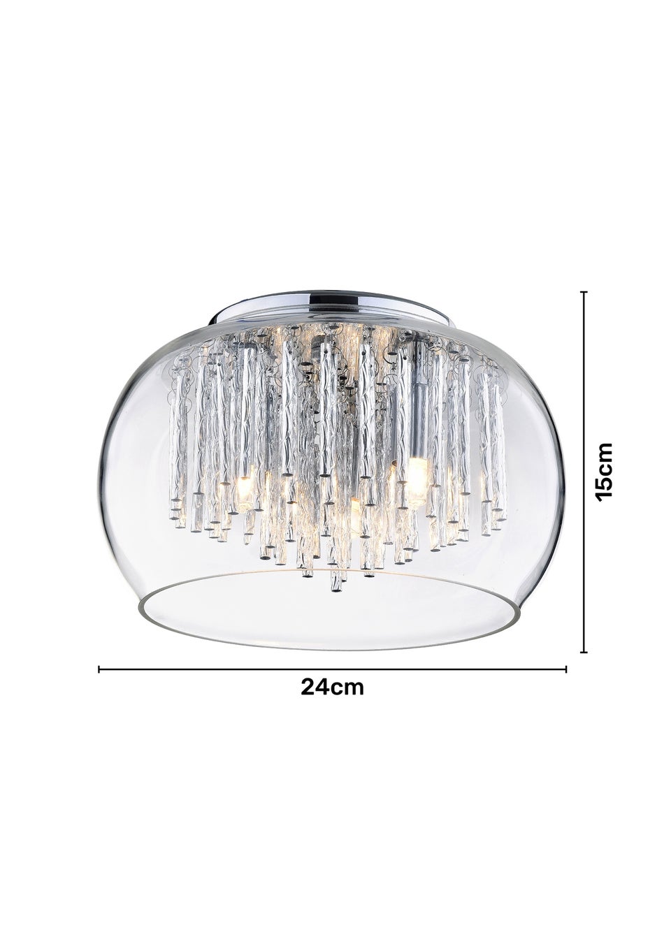 Inlight Chrome Rods 3 Light Flush Ceiling Light (15cm x 24cm x 24cm)