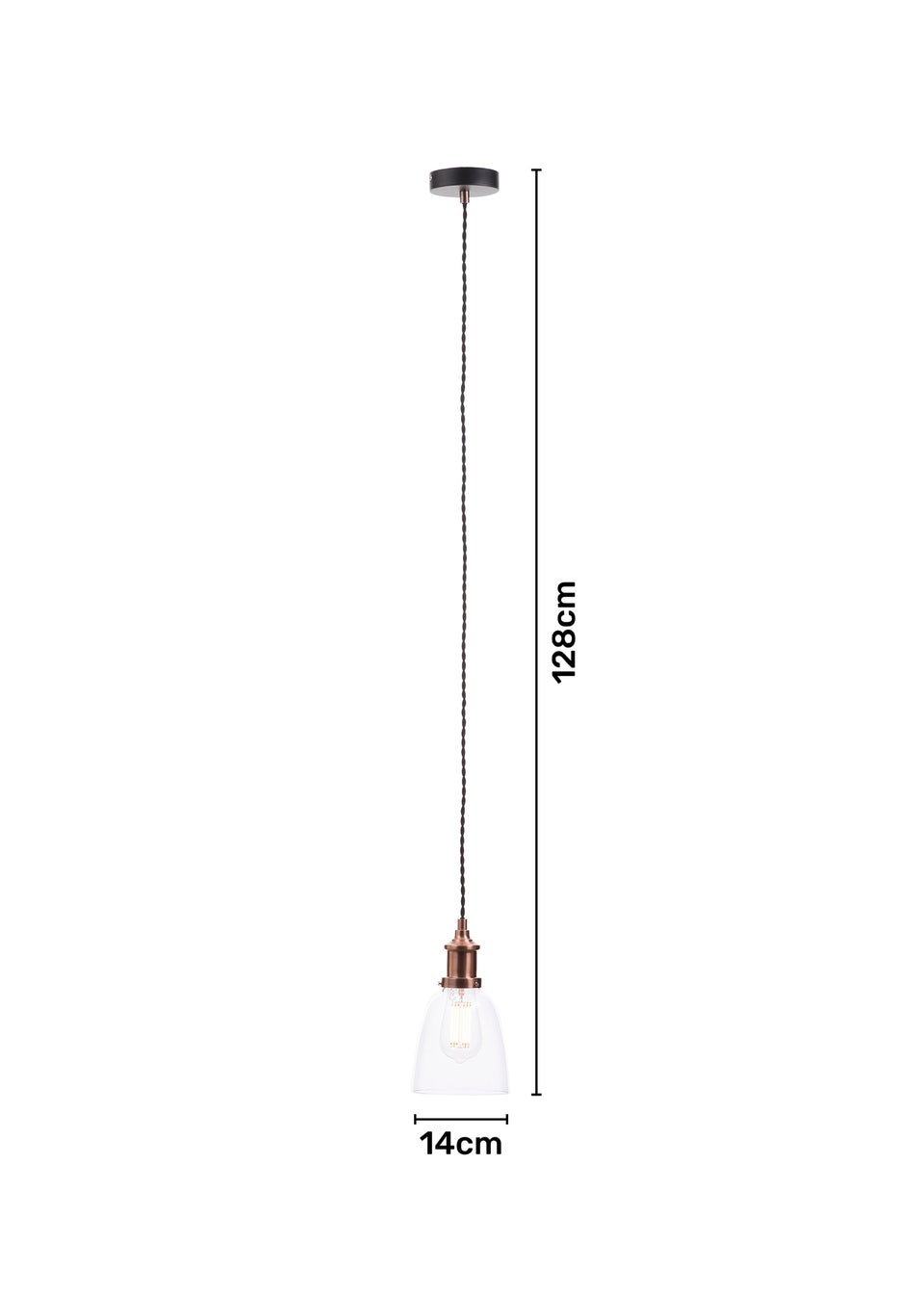 INLIGHT Warehouse 1 Light Diner Style Ceiling Pendant Copper (31-128cm x 14cm)