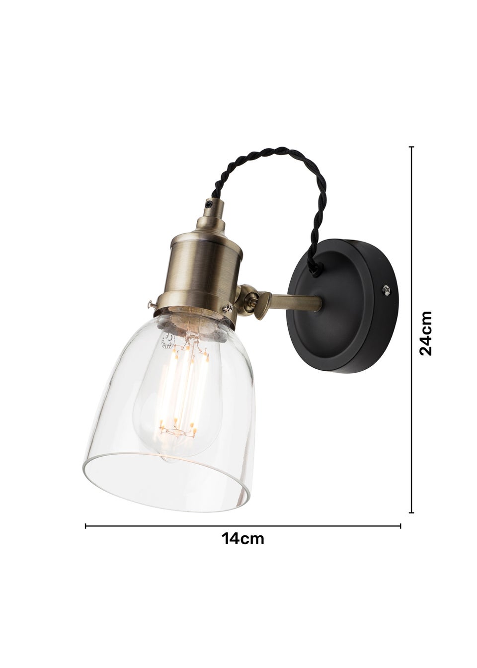 Inlight Warehouse 1 Light Diner Style Wall Light (22cm x 12cm x 26cm)
