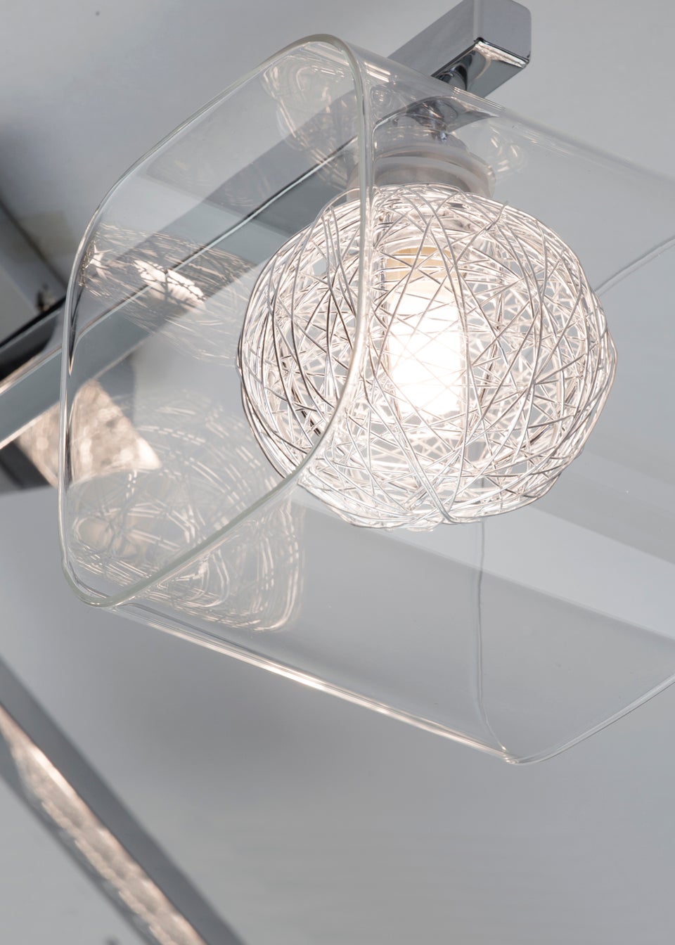 Veneto 3 Light Wire Globe with Glass Shade Semi Flush Ceiling Light (55cm x 55cm x 22cm)