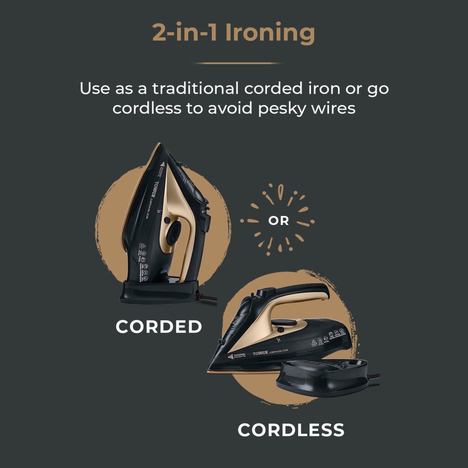 Tower CeraGlide 2400W Cord Cordless Steam Iron