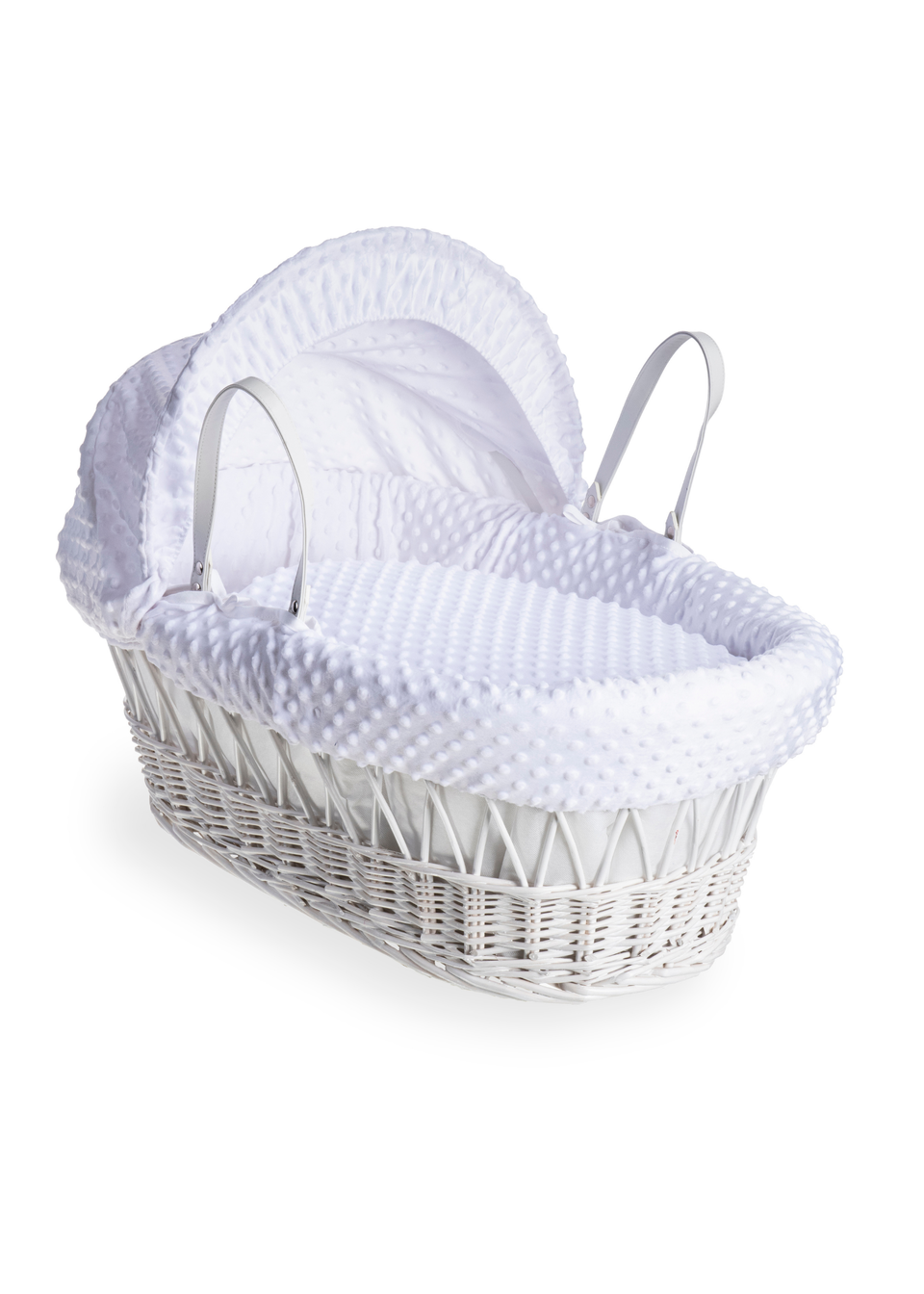 Clair de Lune White Dimple Wicker Moses Basket  with Deluxe Rocking Stand