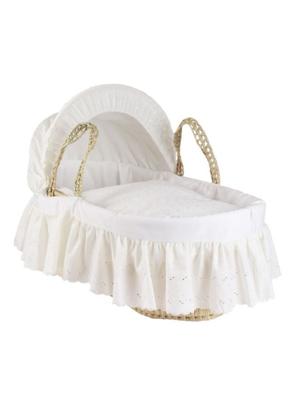 Clair de Lune White Broderie Anglaise Palm Moses Basket