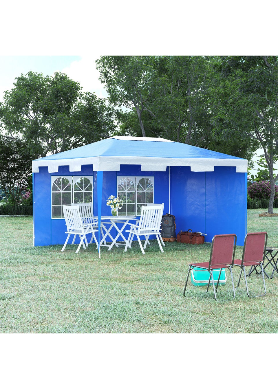 Outsunny Blue Garden Gazebo Tent (4m x 3m)