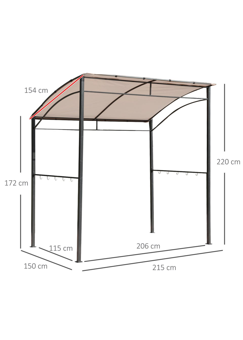 Outsunny Beige Garden Gazebo Tent (2m x 1.5m x 2m)