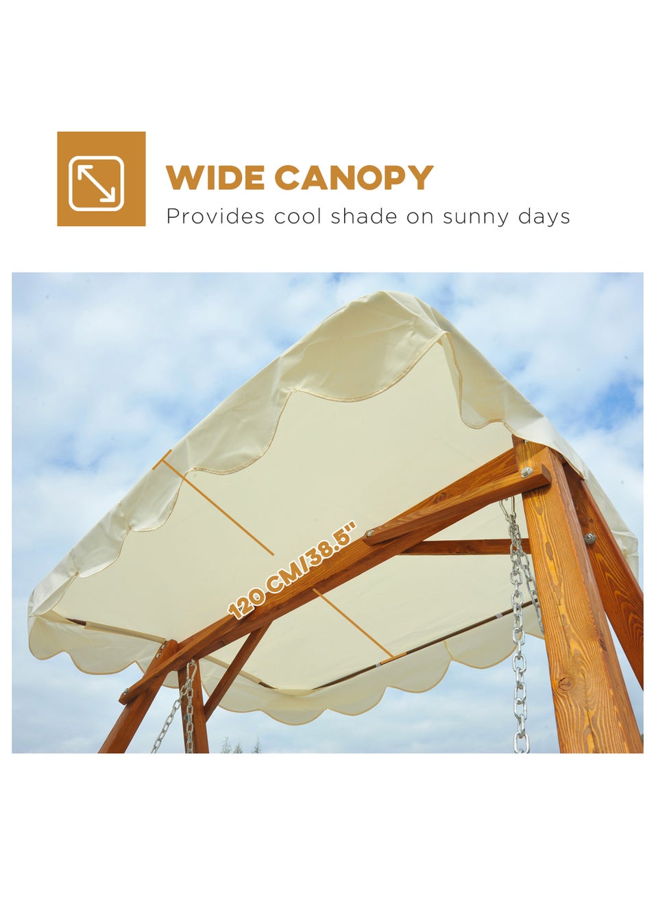Outsunny 2 Seater Wooden Garden Canopy Swing Chair Hammock Bench