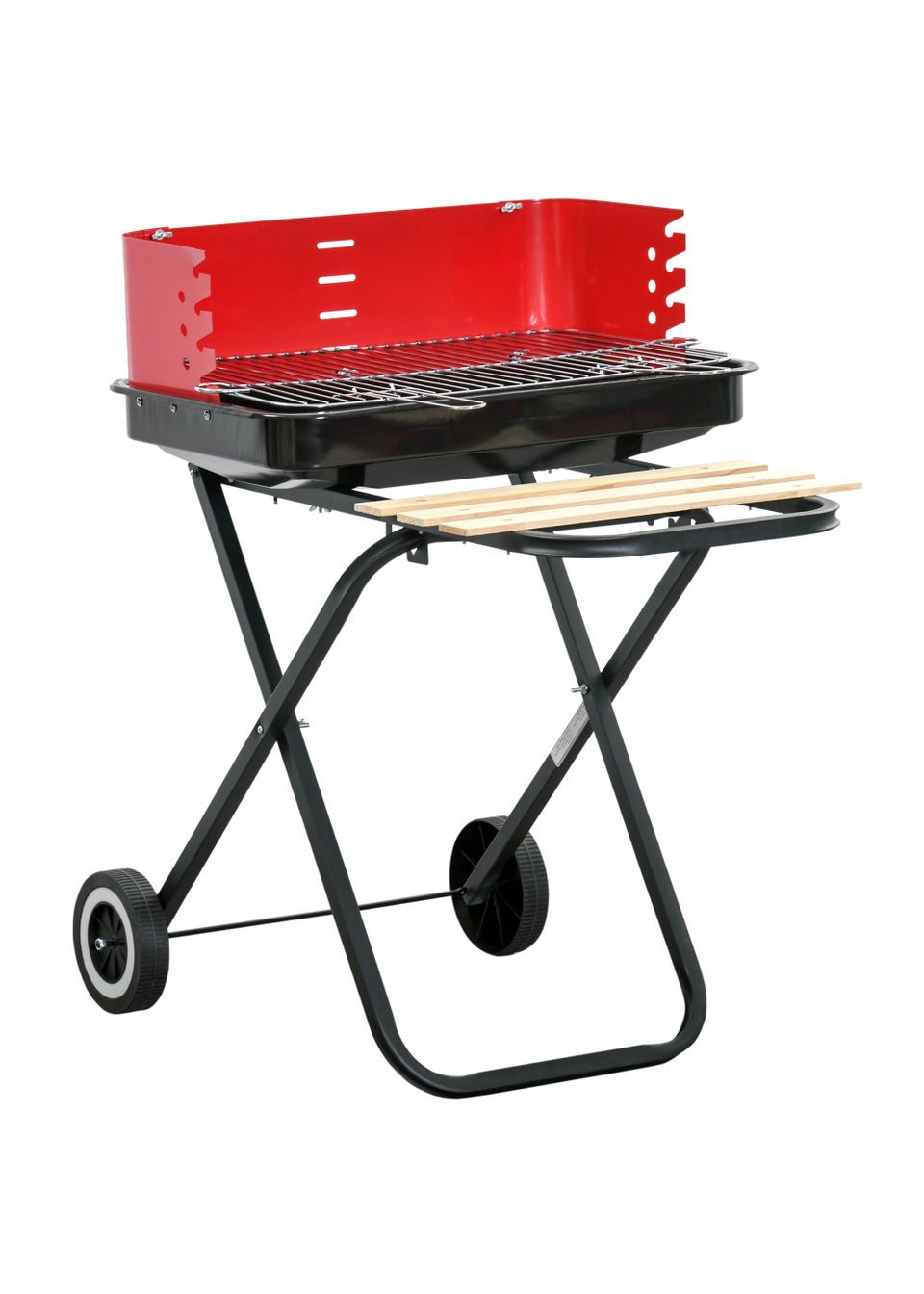 Outsunny Foldable Charcoal Barbecue Grill with Wheels (57cm x 64cm x 83cm)