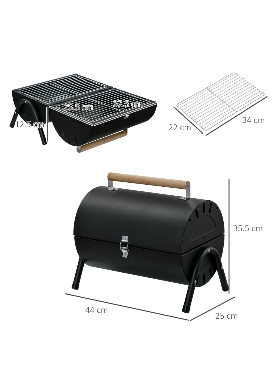 Outsunny Portable Double Sided Barbecue Grill (42cm x 26cm x 42cm)