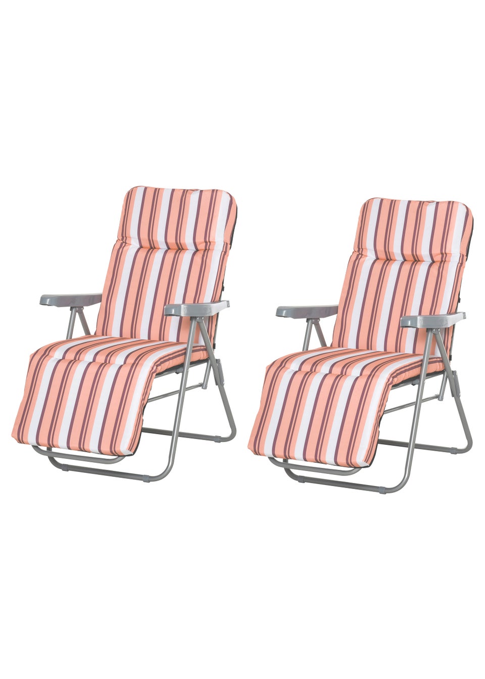 Outsunny Set of 2 Garden Patio Foldable  Sun Recliners Loungers