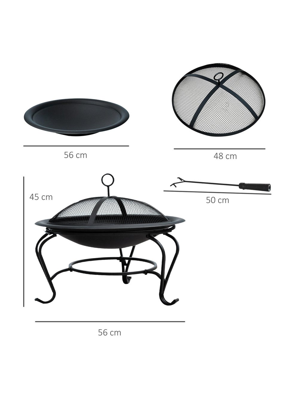 Outsunny Outdoor Fire Pit Wood Log Burning Heater Garden Stove Patio Brazier